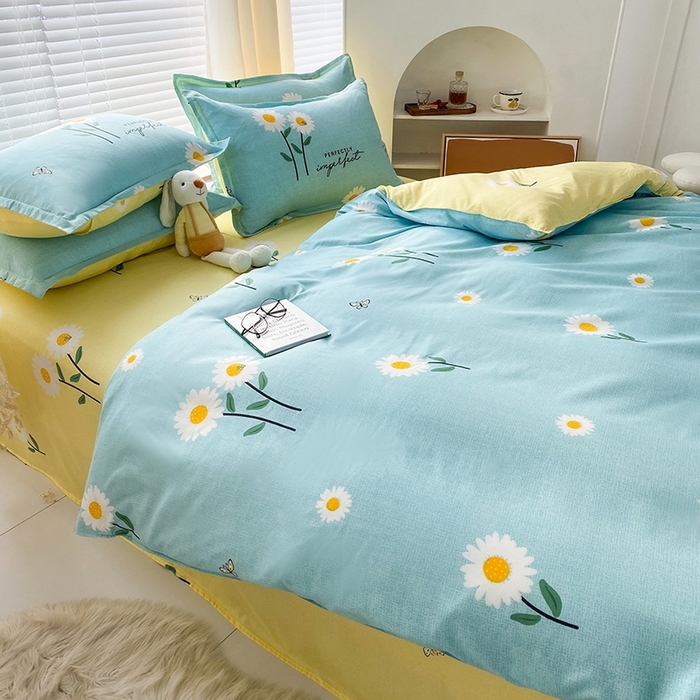 91家纺网 家纺一手货源 找家纺 友承家纺 2026年新款床上用品学生宿舍套件亲肤磨毛单件被套150x180x220cm芦荟棉被罩200x230 网红雏菊兰