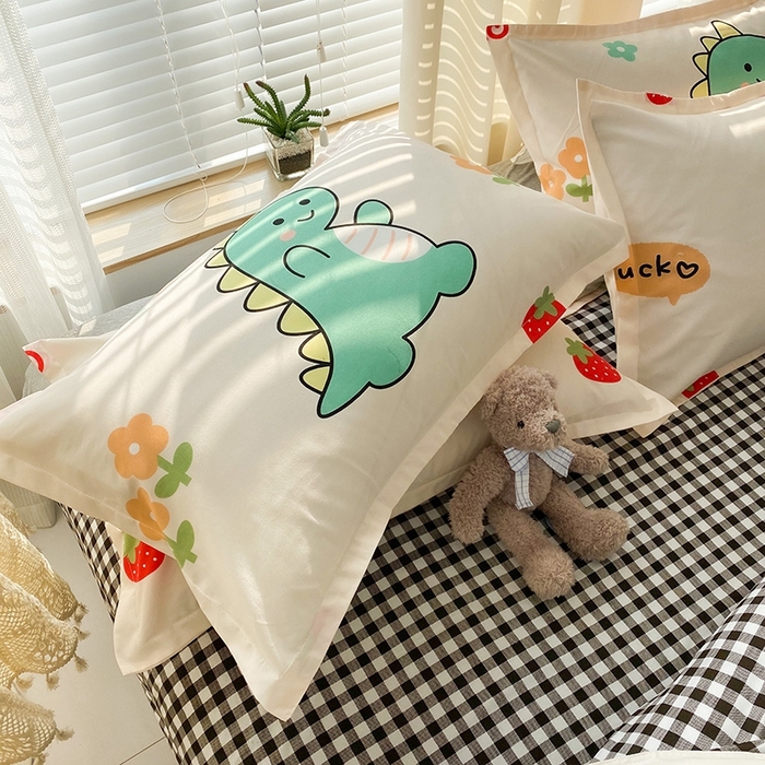 91家纺网 家纺一手货源 找家纺 友承家纺 2026年新款床上用品学生宿舍套件亲肤磨毛单件被套150x180x220cm芦荟棉被罩200x230 小恐龙