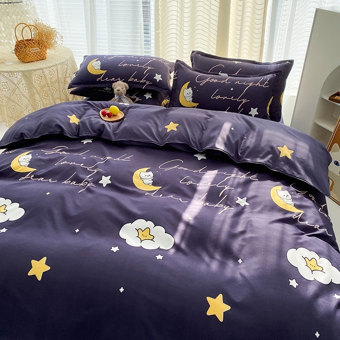 91家纺网 家纺一手货源 找家纺 友承家纺 2026年新款床上用品学生宿舍套件亲肤磨毛单件被套150x180x220cm芦荟棉被罩200x230 星空之约