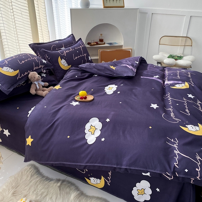 91家纺网 家纺一手货源 找家纺 友承家纺 2026年新款床上用品学生宿舍套件亲肤磨毛单件被套150x180x220cm芦荟棉被罩200x230 星空之约