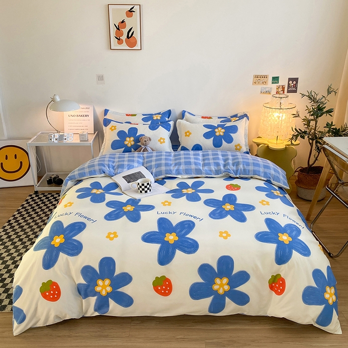 91家纺网 家纺一手货源 找家纺 友承家纺 2026年新款床上用品学生宿舍套件亲肤磨毛单件被套150x180x220cm芦荟棉被罩200x230 幸运花