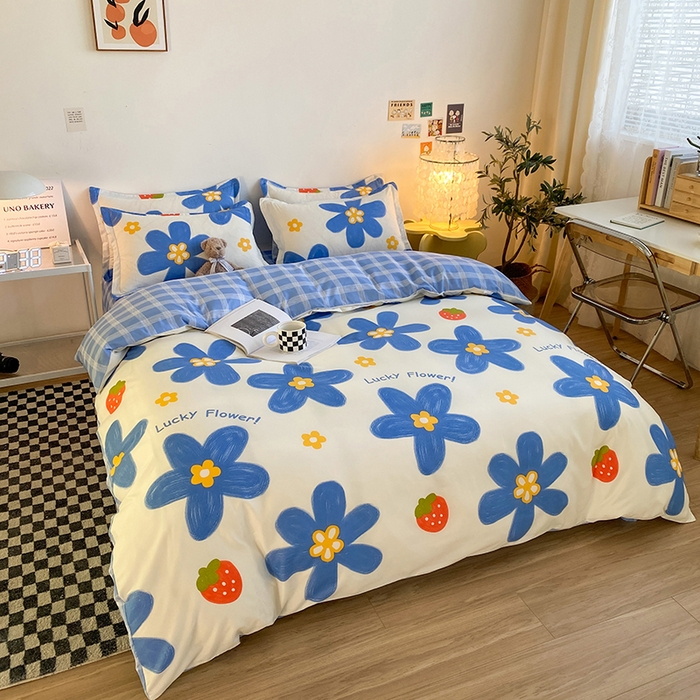 91家纺网 家纺一手货源 找家纺 友承家纺 2026年新款床上用品学生宿舍套件亲肤磨毛单件被套150x180x220cm芦荟棉被罩200x230 幸运花