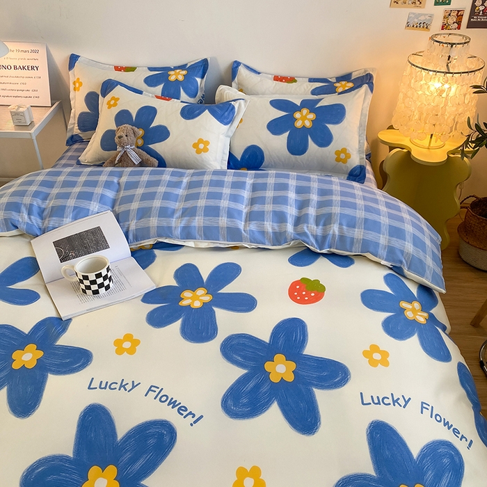 91家纺网 家纺一手货源 找家纺 友承家纺 2026年新款床上用品学生宿舍套件亲肤磨毛单件被套150x180x220cm芦荟棉被罩200x230 幸运花