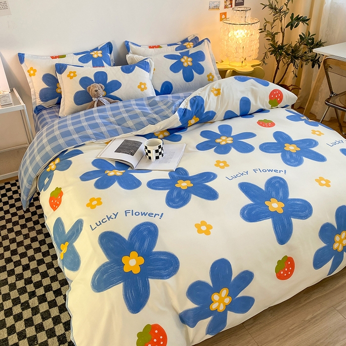 91家纺网 家纺一手货源 找家纺 友承家纺 2026年新款床上用品学生宿舍套件亲肤磨毛单件被套150x180x220cm芦荟棉被罩200x230 幸运花