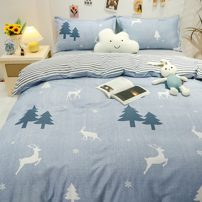 91家纺网 家纺一手货源 找家纺 友承家纺 2026年新款床上用品学生宿舍套件亲肤磨毛单件被套150x180x220cm芦荟棉被罩200x230 吉祥鹿兰