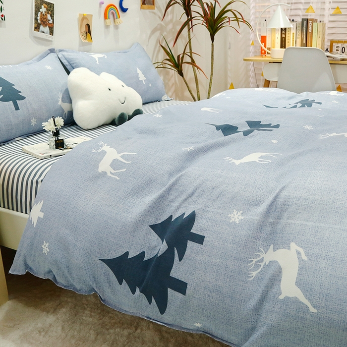 91家纺网 家纺一手货源 找家纺 友承家纺 2026年新款床上用品学生宿舍套件亲肤磨毛单件被套150x180x220cm芦荟棉被罩200x230 吉祥鹿兰