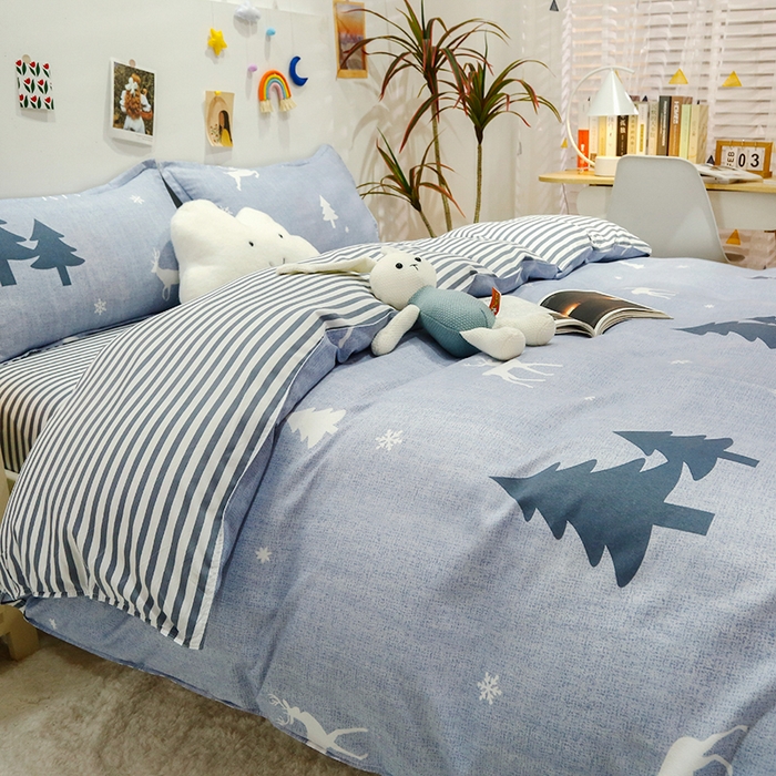 91家纺网 家纺一手货源 找家纺 友承家纺 2026年新款床上用品学生宿舍套件亲肤磨毛单件被套150x180x220cm芦荟棉被罩200x230 吉祥鹿兰