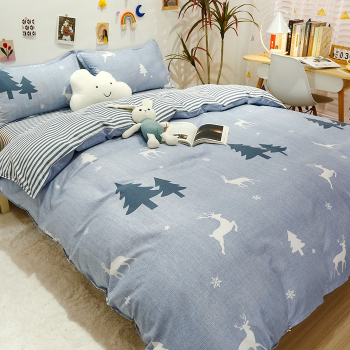 91家纺网 家纺一手货源 找家纺 友承家纺 2026年新款床上用品学生宿舍套件亲肤磨毛单件被套150x180x220cm芦荟棉被罩200x230 吉祥鹿兰