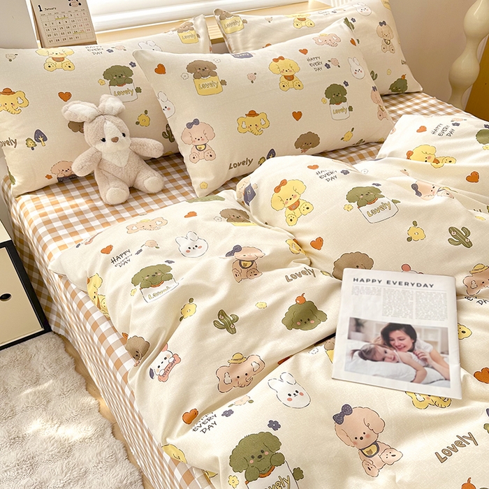 91家纺网 家纺一手货源 找家纺 友承家纺 2026年新款床上用品学生宿舍套件亲肤磨毛单件被套150x180x220cm芦荟棉被罩200x230 卡通乐园