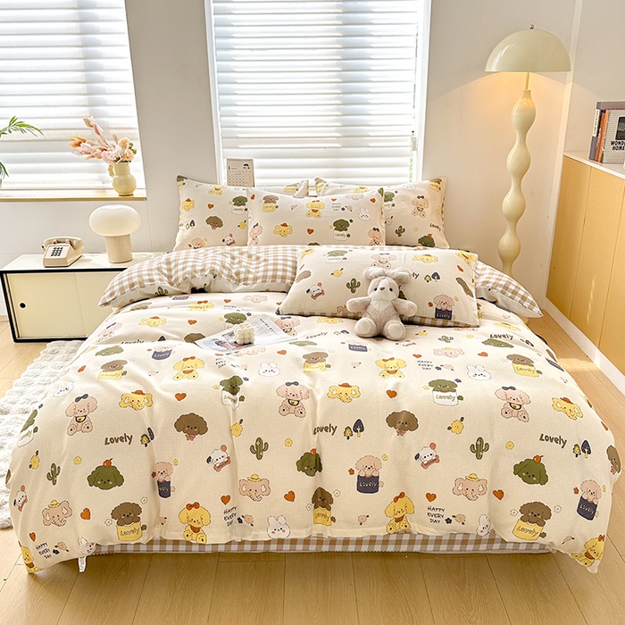 91家纺网 家纺一手货源 找家纺 友承家纺 2026年新款床上用品学生宿舍套件亲肤磨毛单件被套150x180x220cm芦荟棉被罩200x230 卡通乐园
