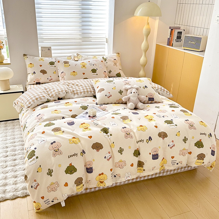 91家纺网 家纺一手货源 找家纺 友承家纺 2026年新款床上用品学生宿舍套件亲肤磨毛单件被套150x180x220cm芦荟棉被罩200x230 卡通乐园