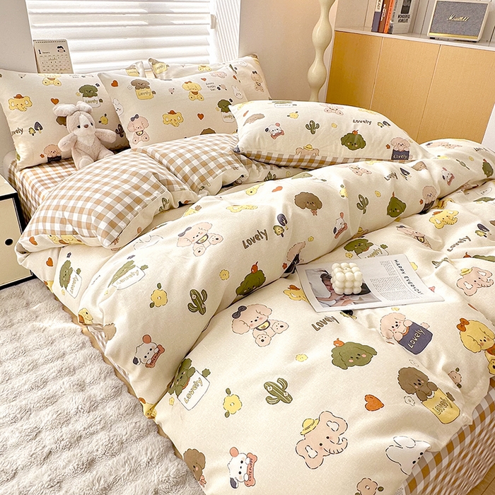 91家纺网 家纺一手货源 找家纺 友承家纺 2026年新款床上用品学生宿舍套件亲肤磨毛单件被套150x180x220cm芦荟棉被罩200x230 卡通乐园