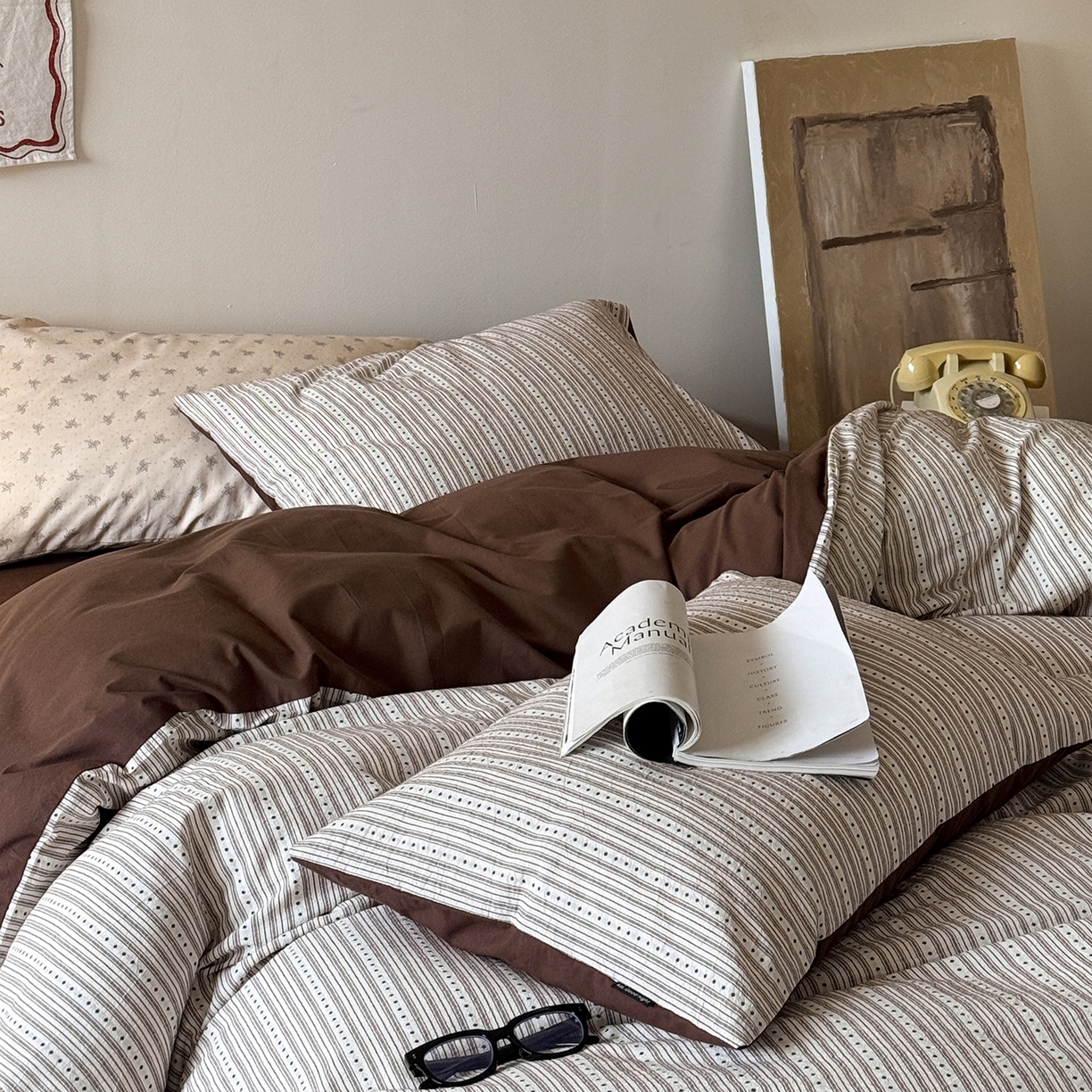 91家纺网 家纺一手货源 找家纺 （总）蜜宿 2026新款全棉色织提花四件套-半岛日记