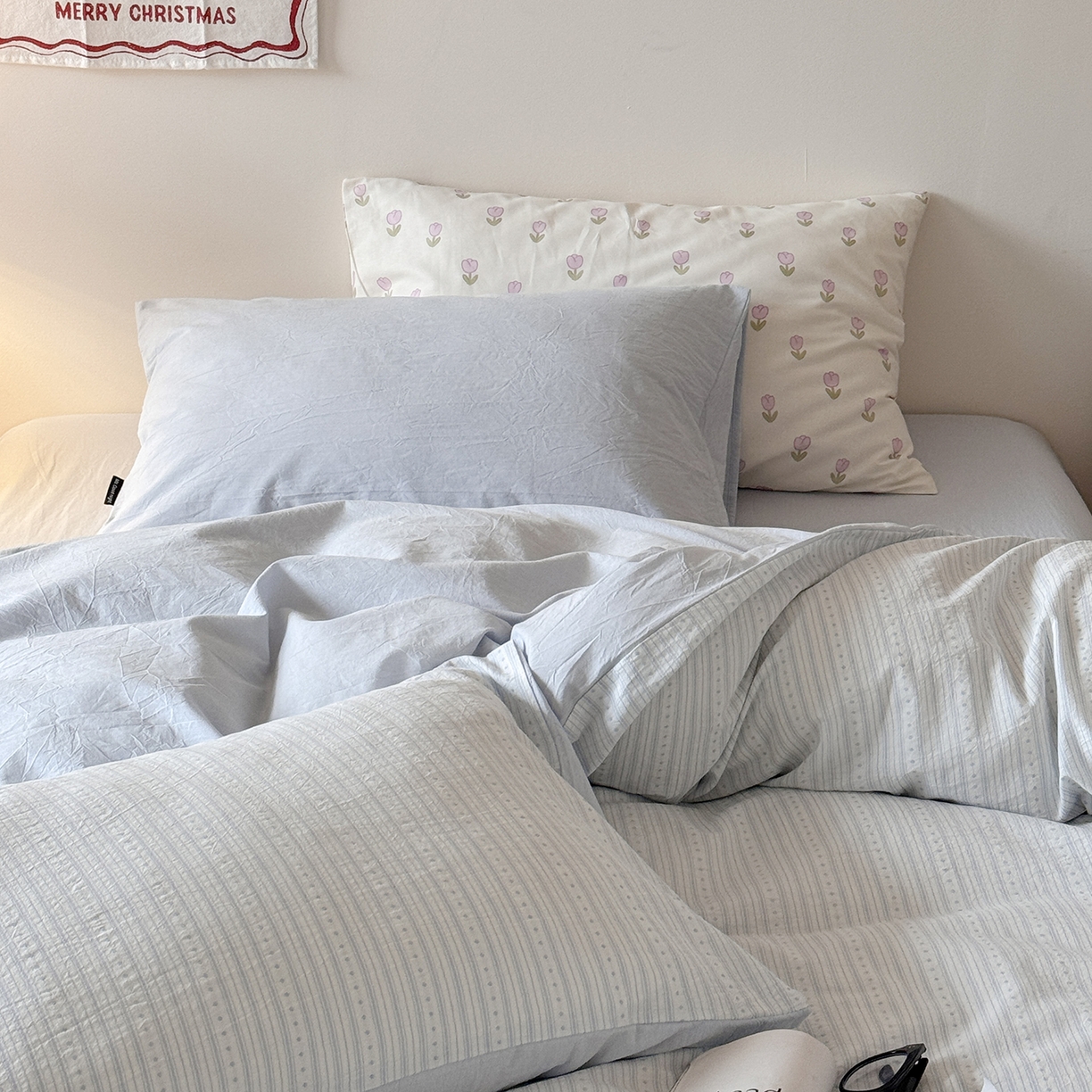 91家纺网 家纺一手货源 找家纺 蜜宿 2026新款全棉色织提花四件套-半岛日记 半岛日记（蓝）