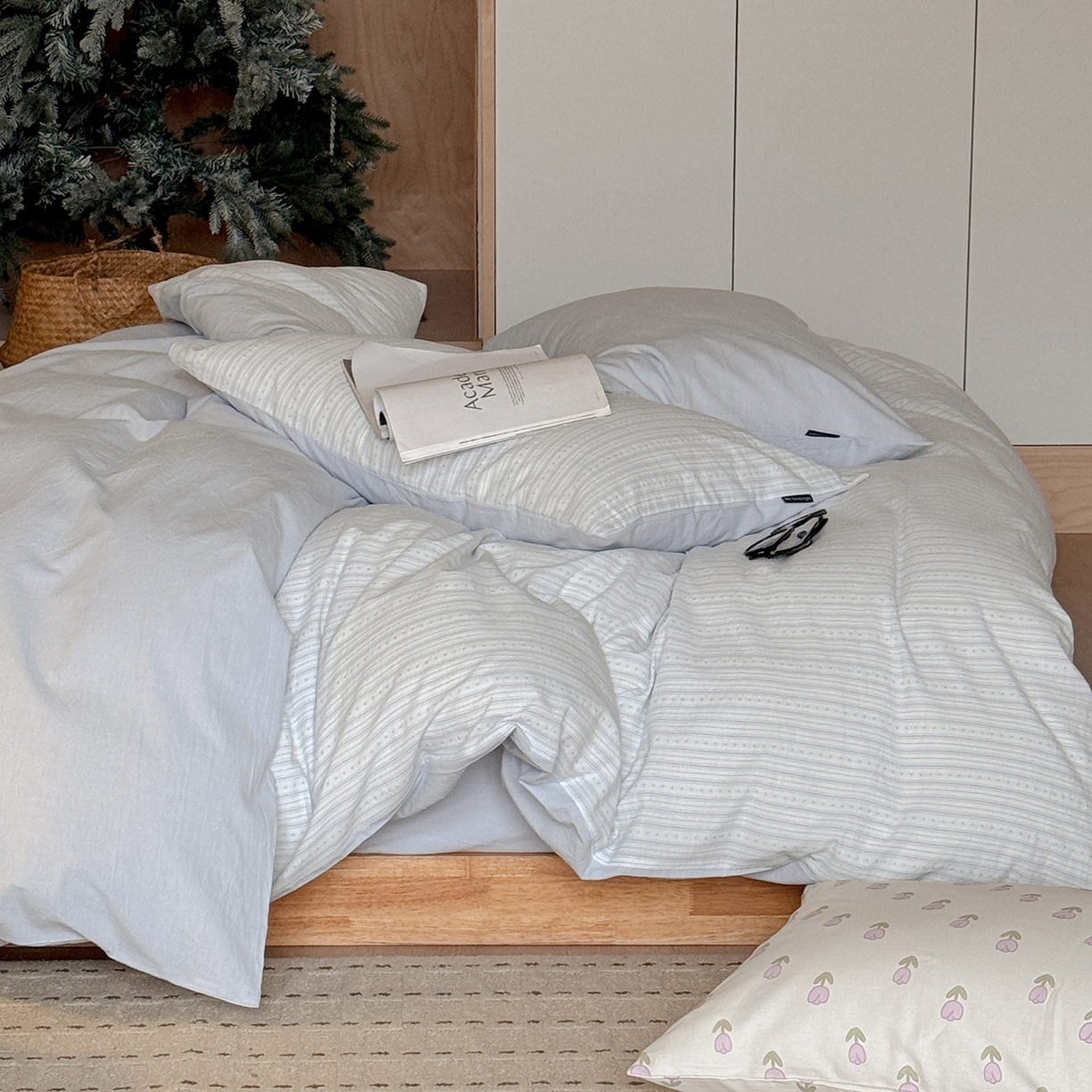 91家纺网 家纺一手货源 找家纺 蜜宿 2026新款全棉色织提花四件套-半岛日记 半岛日记（蓝）