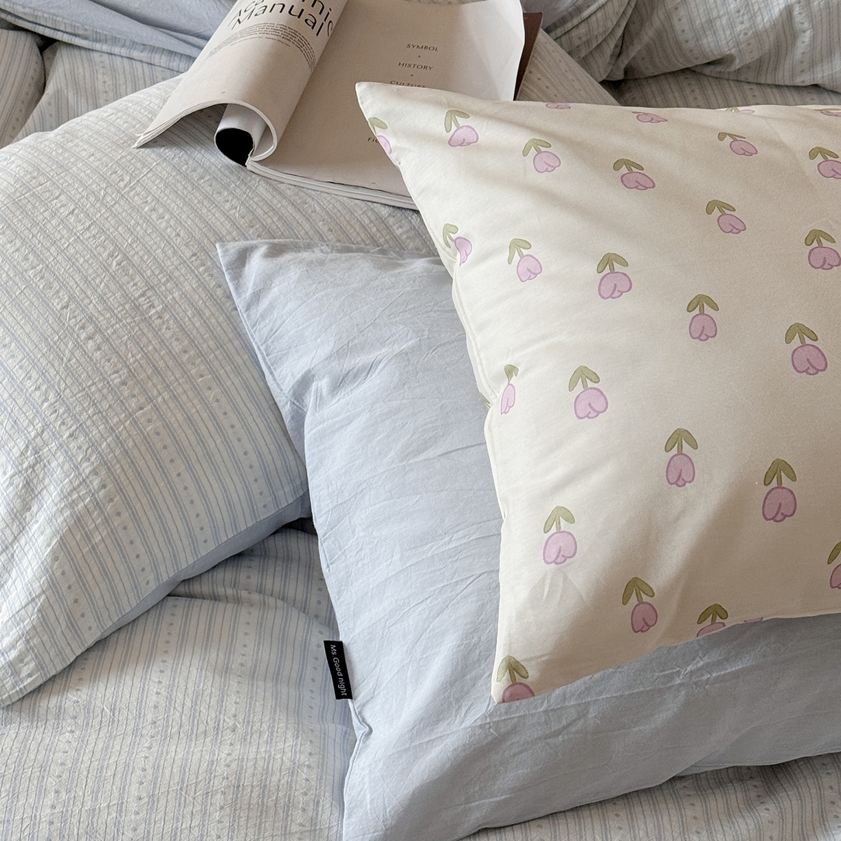 91家纺网 家纺一手货源 找家纺 蜜宿 2026新款全棉色织提花四件套-半岛日记 半岛日记（蓝）