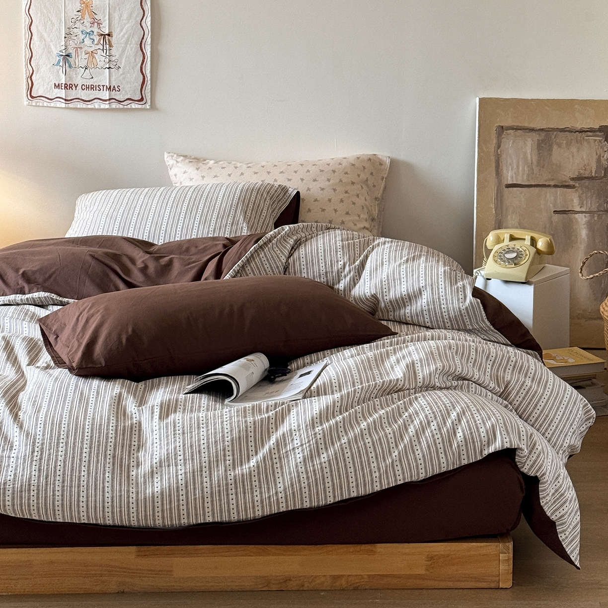 91家纺网 家纺一手货源 找家纺 蜜宿 2026新款全棉色织提花四件套-半岛日记 半岛日记（咖）