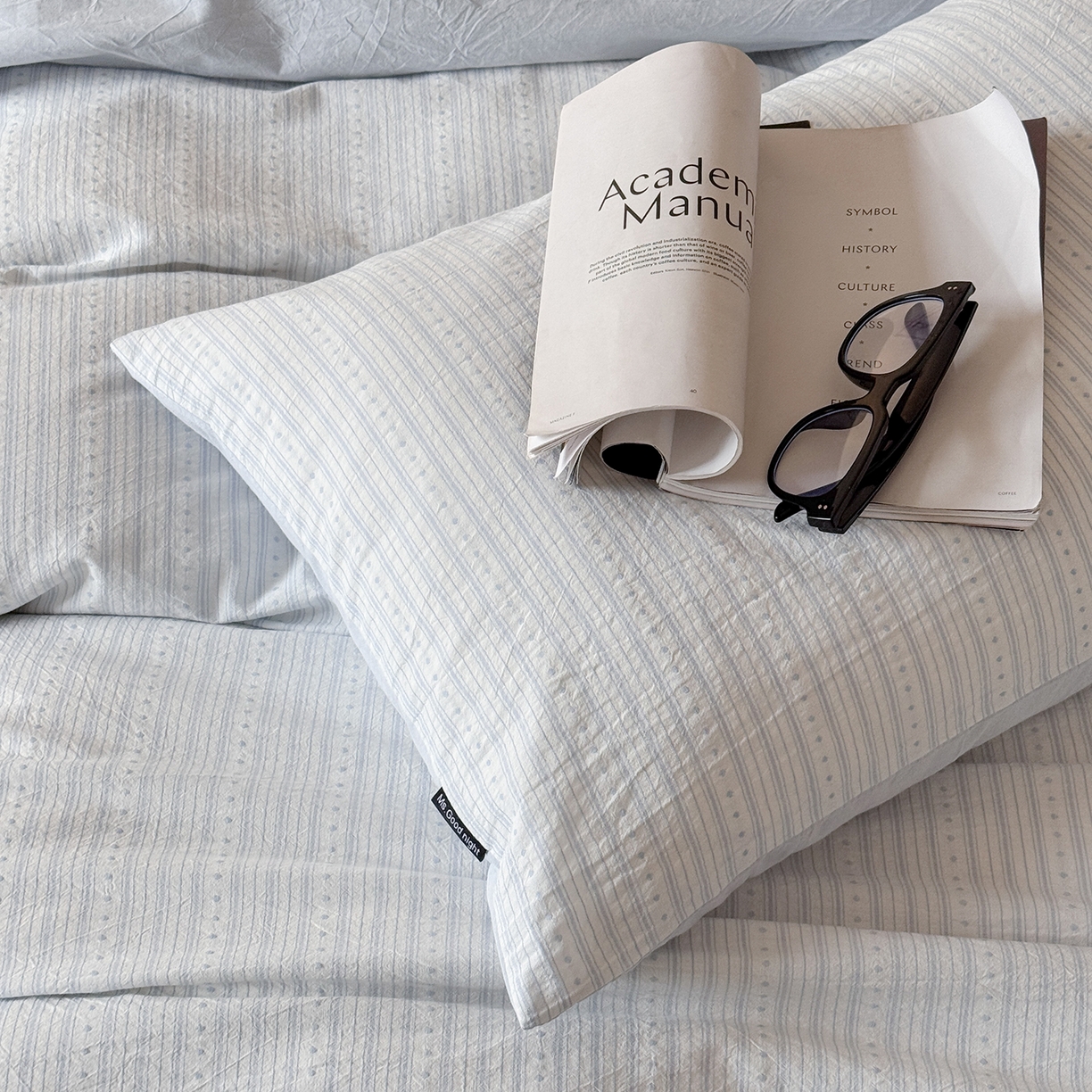 91家纺网 家纺一手货源 找家纺 蜜宿 2026新款全棉色织提花四件套-半岛日记 半岛日记（蓝）