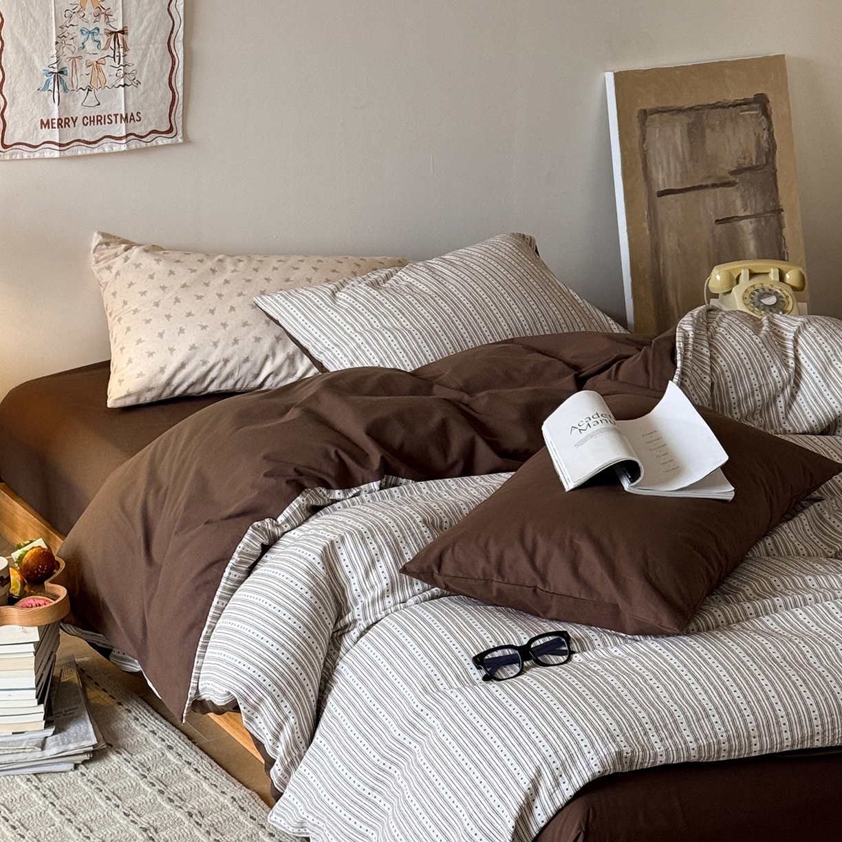 91家纺网 家纺一手货源 找家纺 蜜宿 2026新款全棉色织提花四件套-半岛日记 半岛日记（咖）