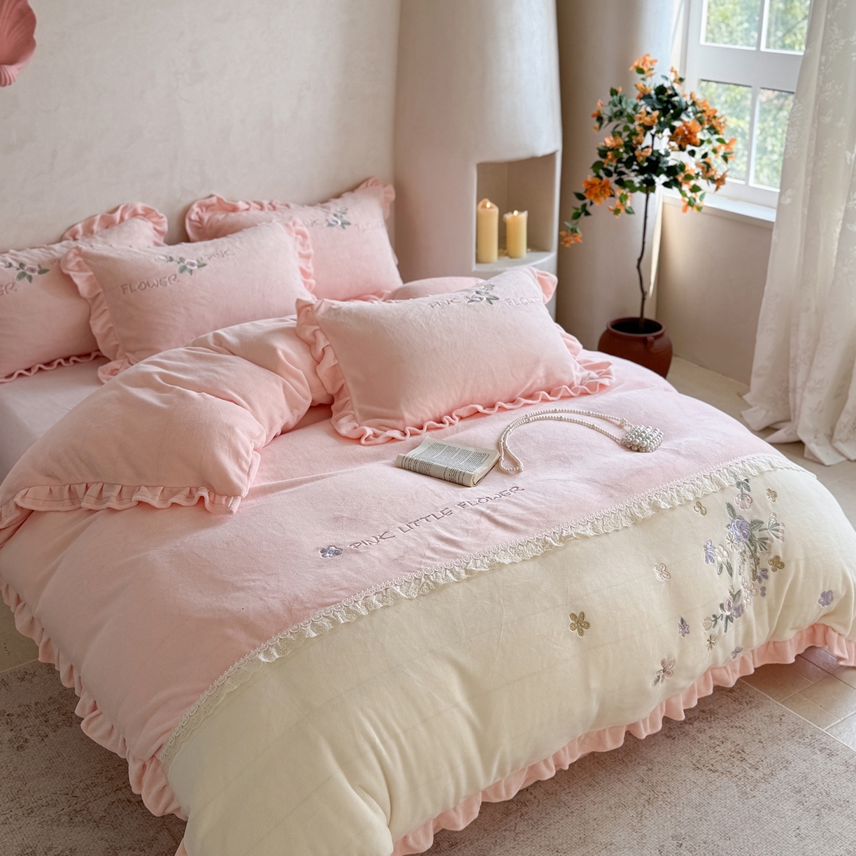 91家纺网 家纺一手货源 找家纺 （总）可以家居  2025新款高克重全消光超细旦奶芙云绒四件套-玛利亚系列