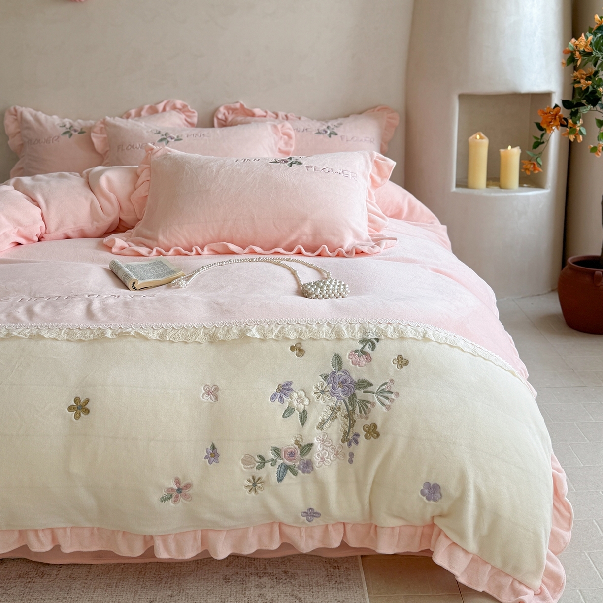 91家纺网 家纺一手货源 找家纺 （总）可以家居  2025新款高克重全消光超细旦奶芙云绒四件套-玛利亚系列