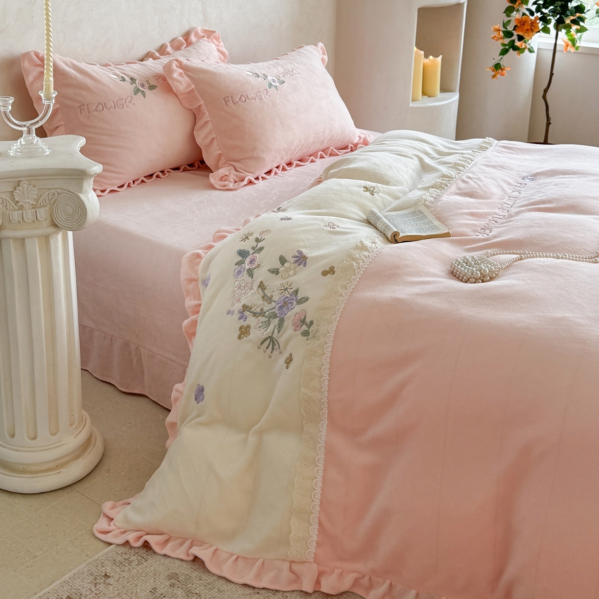 91家纺网 家纺一手货源 找家纺 （总）可以家居  2025新款高克重全消光超细旦奶芙云绒四件套-玛利亚系列