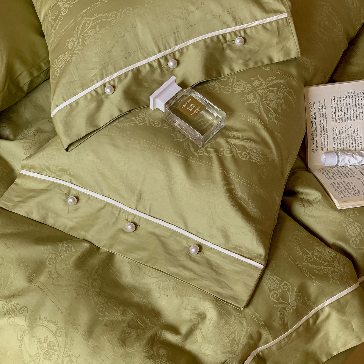 91家纺网 家纺一手货源 找家纺 （总）优然居家纺 2026新款100支全工艺提花法式浪漫珍珠扣四件套-米兰系列