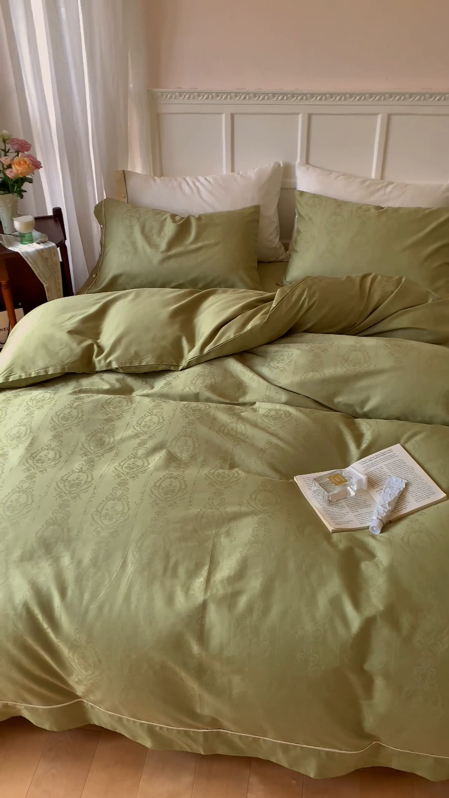 91家纺网 家纺一手货源 找家纺 （总）优然居家纺 2026新款100支全工艺提花法式浪漫珍珠扣四件套-米兰系列