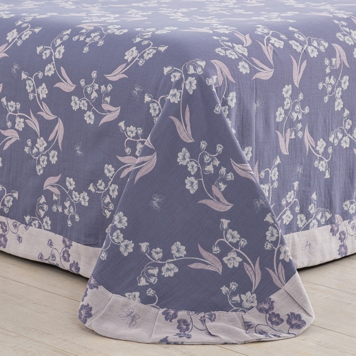 91家纺网 家纺一手货源 找家纺 （总）仰望棉麻双层纱供应链 2026新款莫兰迪轻奢系列镂空飞边款全棉色织提花四件套-铃兰