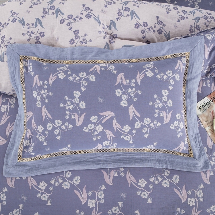 91家纺网 家纺一手货源 找家纺 （总）仰望棉麻双层纱供应链 2026新款莫兰迪轻奢系列镂空飞边款全棉色织提花四件套-铃兰