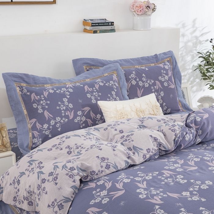 91家纺网 家纺一手货源 找家纺 （总）仰望棉麻双层纱供应链 2026新款莫兰迪轻奢系列镂空飞边款全棉色织提花四件套-铃兰