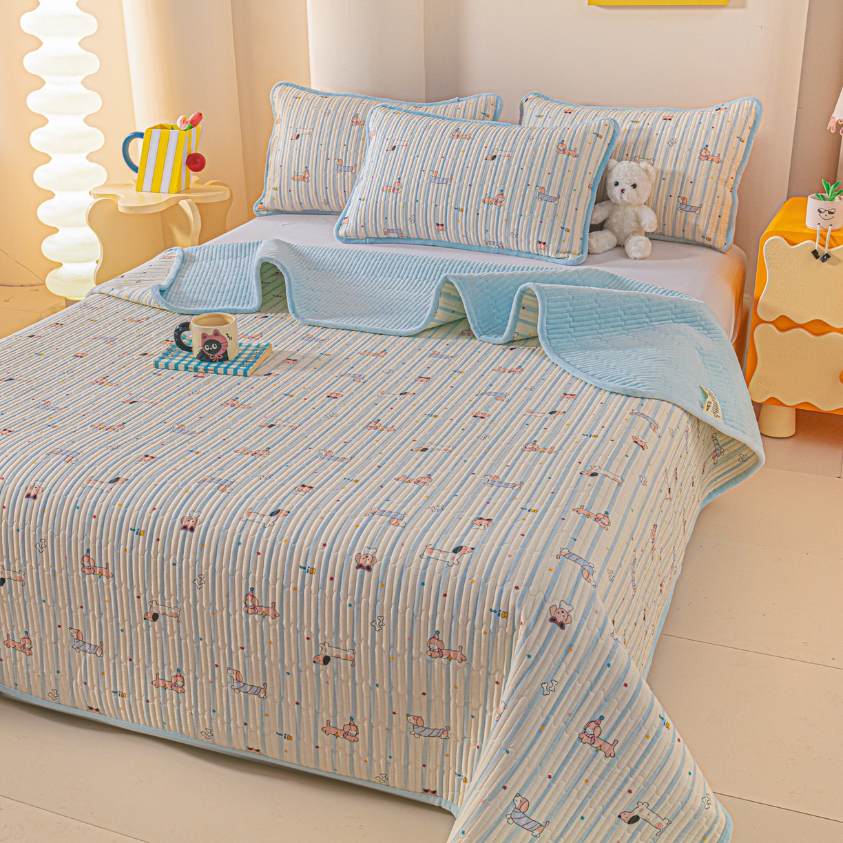 91家纺网 家纺一手货源 找家纺 （总）恒尚居 2026新款纯棉牛奶绒床盖双面两用夹棉床单床垫-秋冬款 四季通用