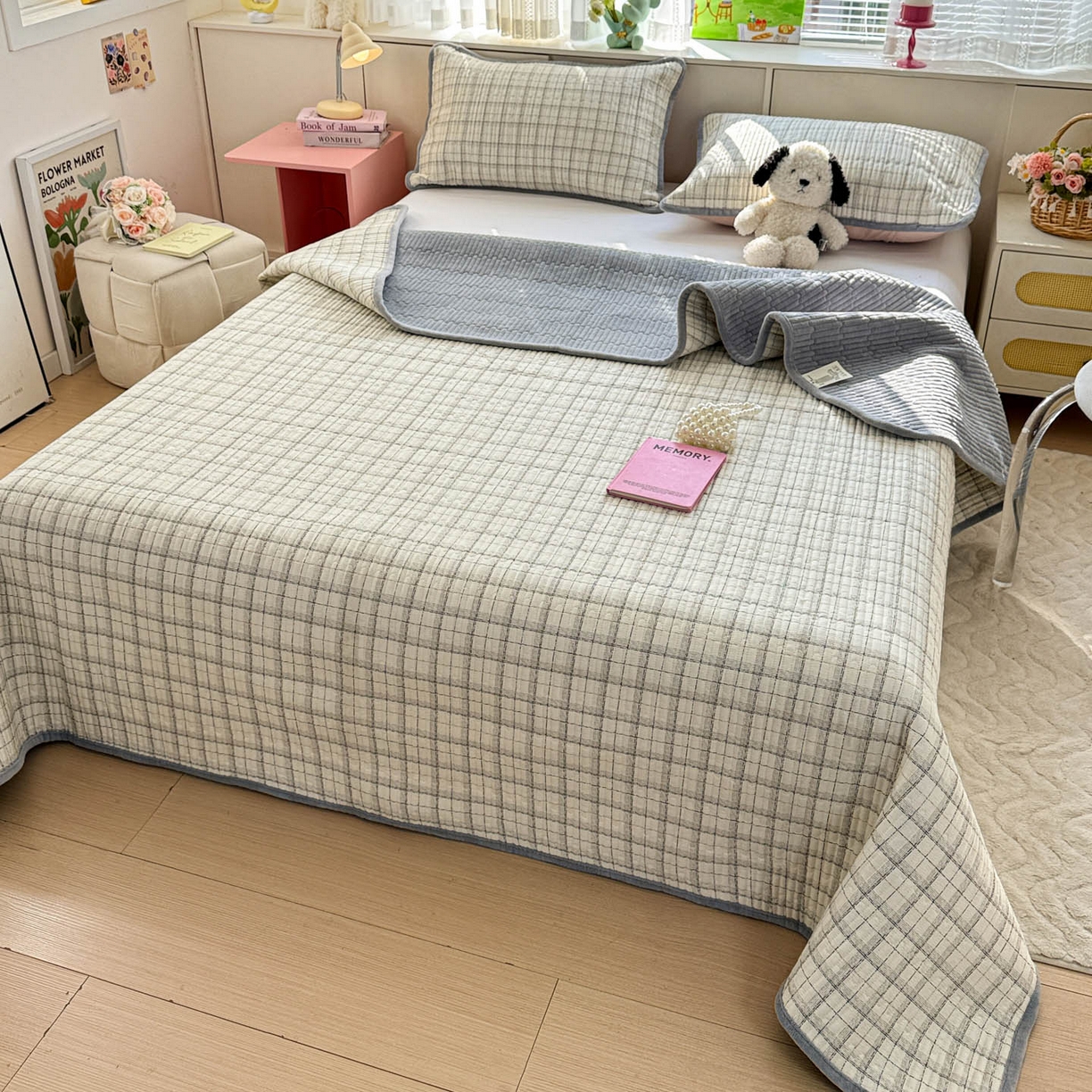 91家纺网 家纺一手货源 找家纺 （总）恒尚居 2026新款纯棉牛奶绒床盖双面两用夹棉床单床垫-秋冬款 四季通用