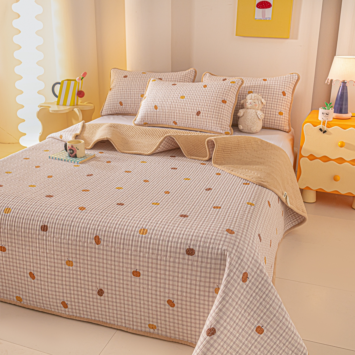 91家纺网 家纺一手货源 找家纺 （总）恒尚居 2026新款纯棉牛奶绒床盖双面两用夹棉床单床垫-秋冬款 四季通用