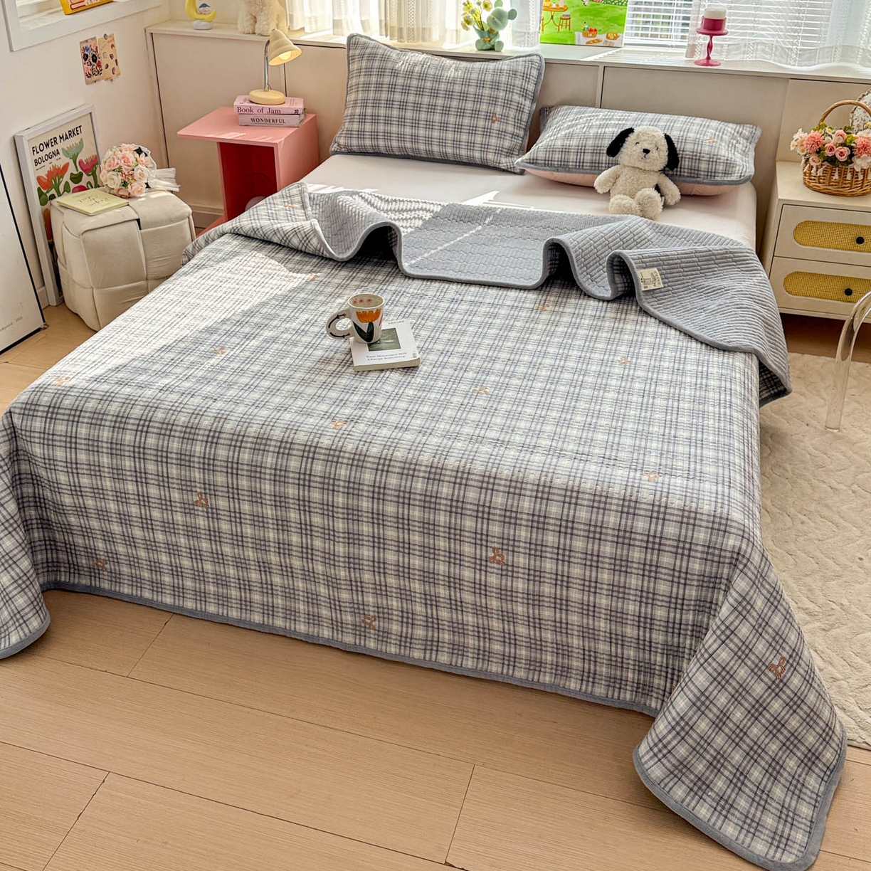 91家纺网 家纺一手货源 找家纺 （总）恒尚居 2026新款纯棉牛奶绒床盖双面两用夹棉床单床垫-秋冬款 四季通用