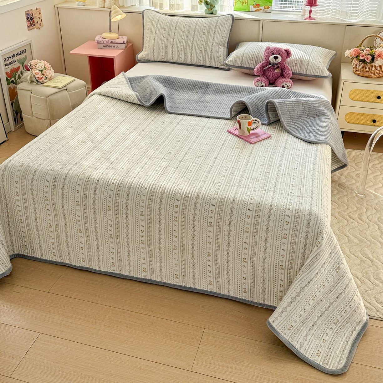 91家纺网 家纺一手货源 找家纺 （总）恒尚居 2026新款纯棉牛奶绒床盖双面两用夹棉床单床垫-秋冬款 四季通用