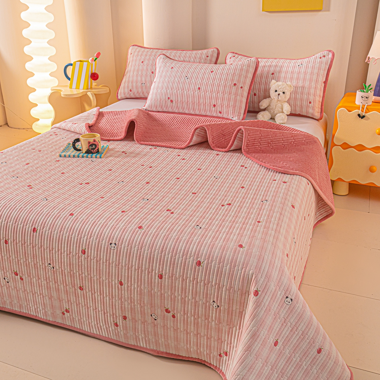 91家纺网 家纺一手货源 找家纺 （总）恒尚居 2026新款纯棉牛奶绒床盖双面两用夹棉床单床垫-秋冬款 四季通用