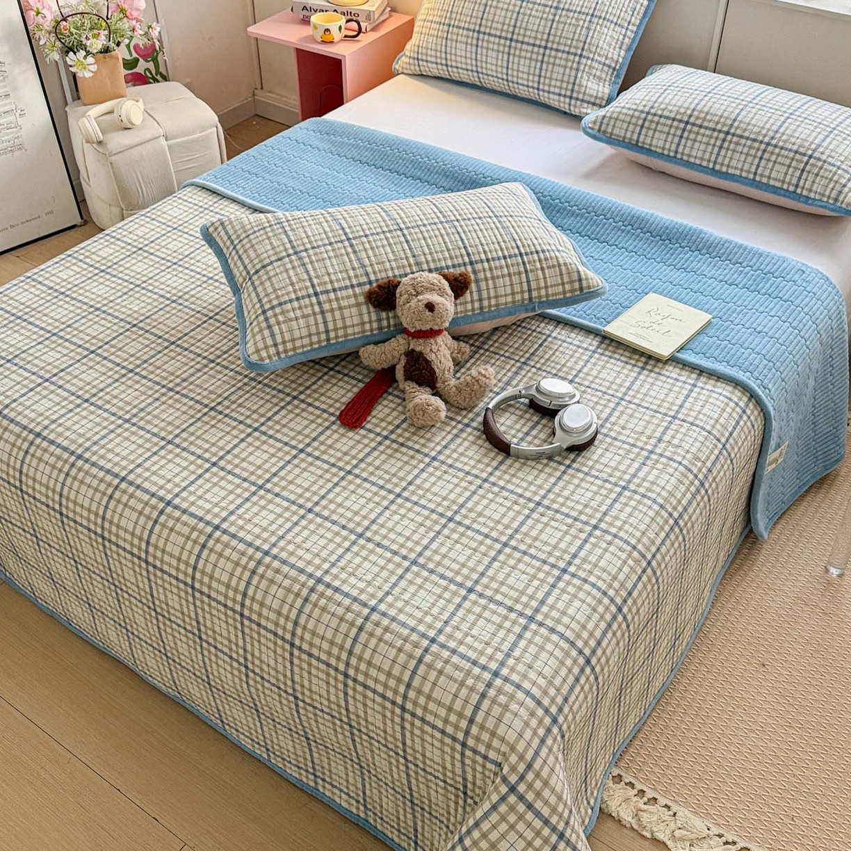 91家纺网 家纺一手货源 找家纺 （总）恒尚居 2026新款纯棉牛奶绒床盖双面两用夹棉床单床垫-秋冬款 四季通用