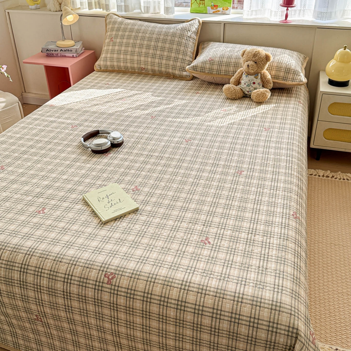 91家纺网 家纺一手货源 找家纺 恒尚居 2026新款纯棉牛奶绒床盖双面两用夹棉床单床垫-秋冬款 四季通用 卡其格【A纯棉-B牛奶绒】