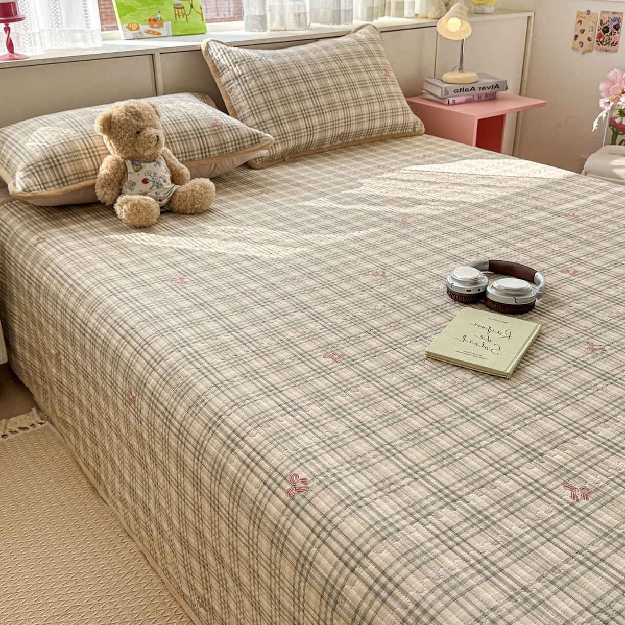 91家纺网 家纺一手货源 找家纺 恒尚居 2026新款纯棉牛奶绒床盖双面两用夹棉床单床垫-秋冬款 四季通用 卡其格【A纯棉-B牛奶绒】