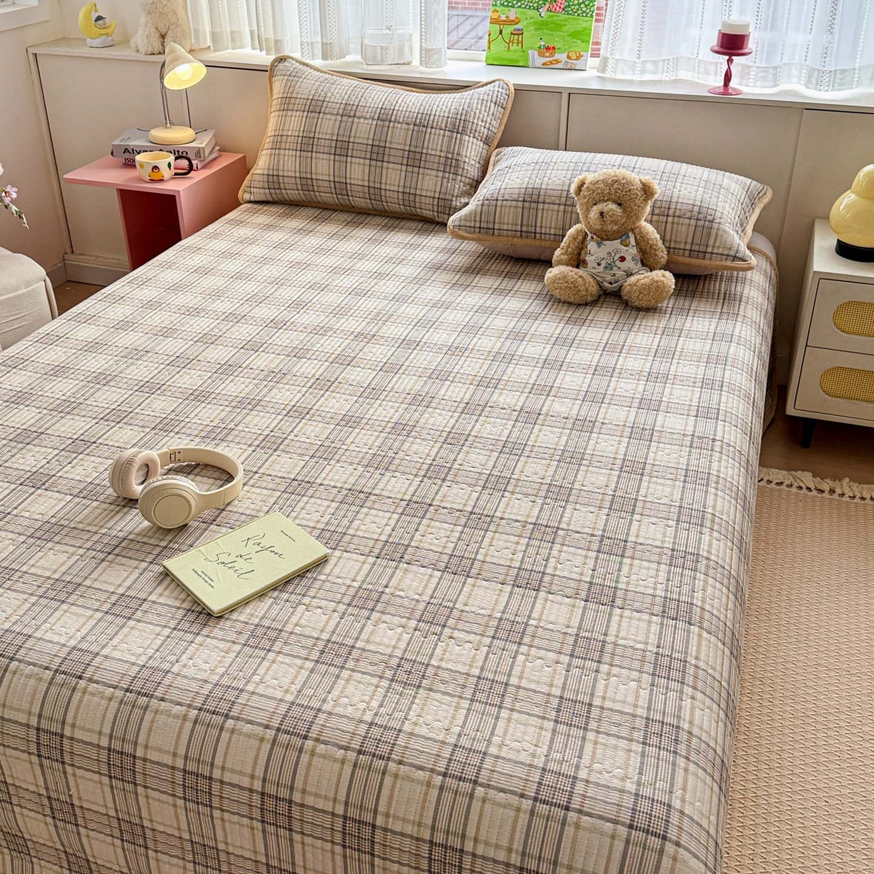 91家纺网 家纺一手货源 找家纺 恒尚居 2026新款纯棉牛奶绒床盖双面两用夹棉床单床垫-秋冬款 四季通用 纽约格【A纯棉-B牛奶绒】