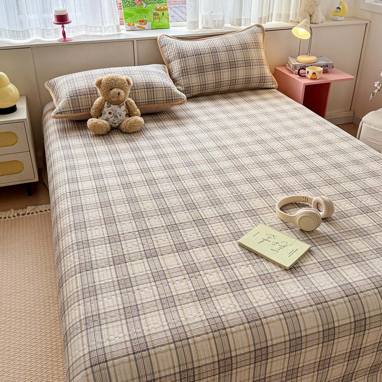 91家纺网 家纺一手货源 找家纺 恒尚居 2026新款纯棉牛奶绒床盖双面两用夹棉床单床垫-秋冬款 四季通用 纽约格【A纯棉-B牛奶绒】