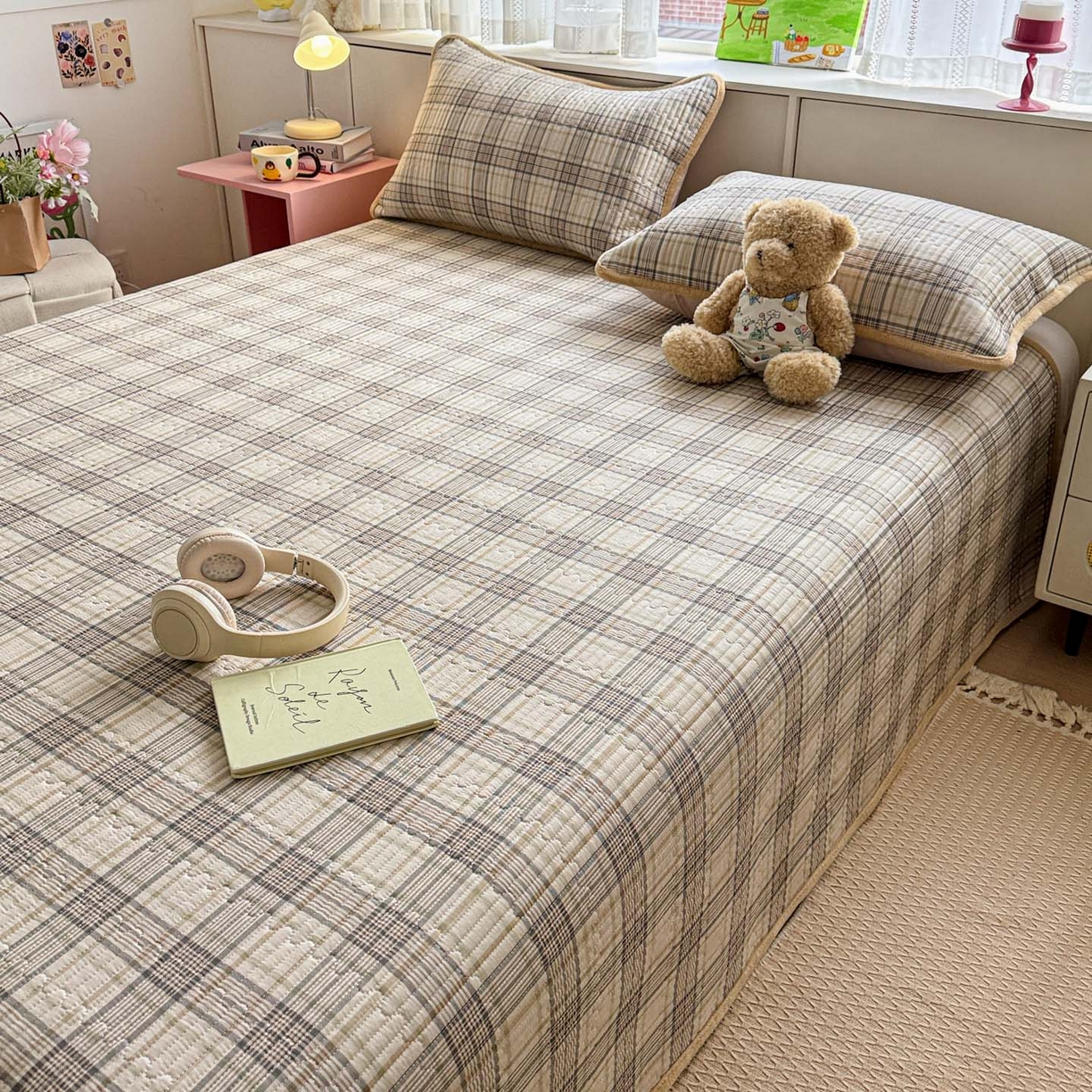 91家纺网 家纺一手货源 找家纺 恒尚居 2026新款纯棉牛奶绒床盖双面两用夹棉床单床垫-秋冬款 四季通用 纽约格【A纯棉-B牛奶绒】