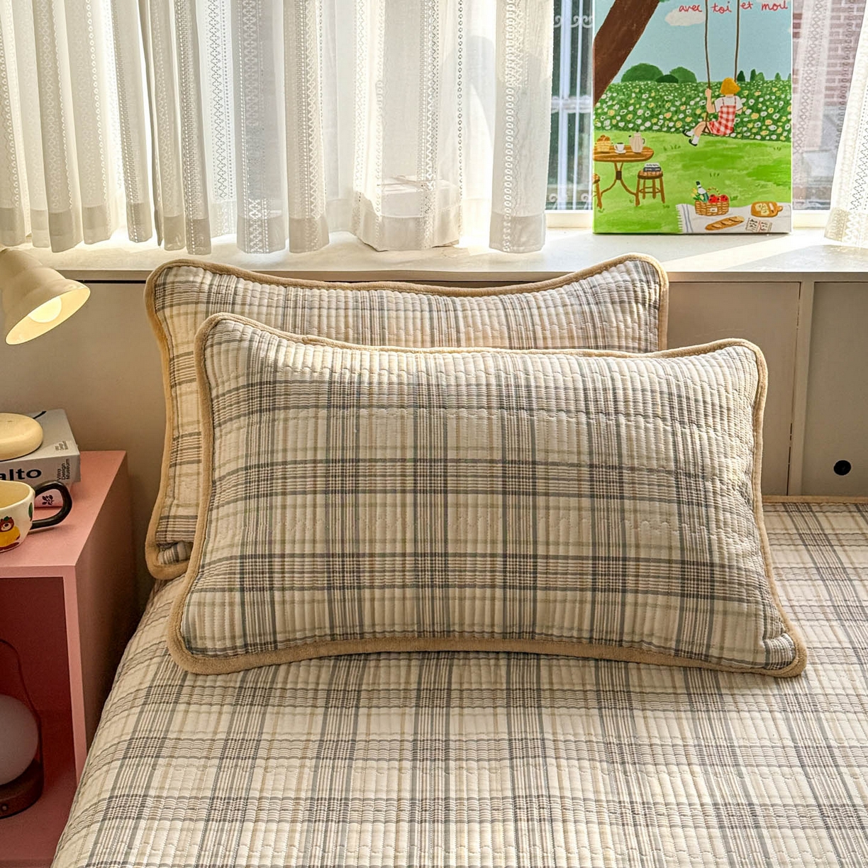 91家纺网 家纺一手货源 找家纺 恒尚居 2026新款纯棉牛奶绒床盖双面两用夹棉床单床垫-秋冬款 四季通用 纽约格【A纯棉-B牛奶绒】