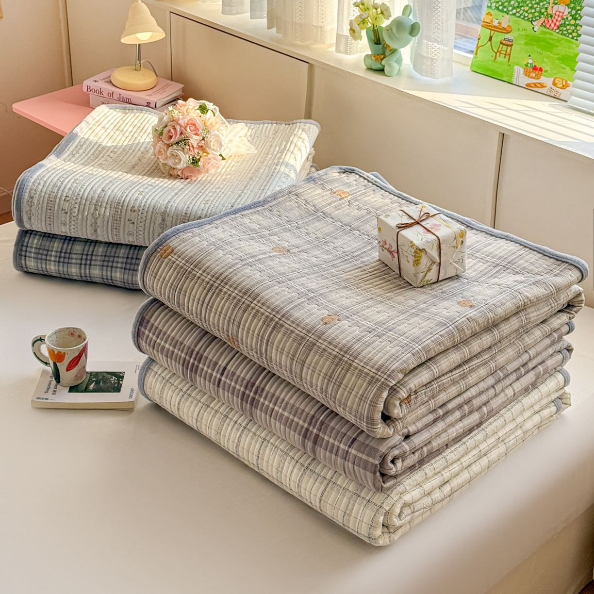 91家纺网 家纺一手货源 找家纺 （总）恒尚居 2026新款纯棉牛奶绒床盖双面两用夹棉床单床垫-秋冬款 四季通用