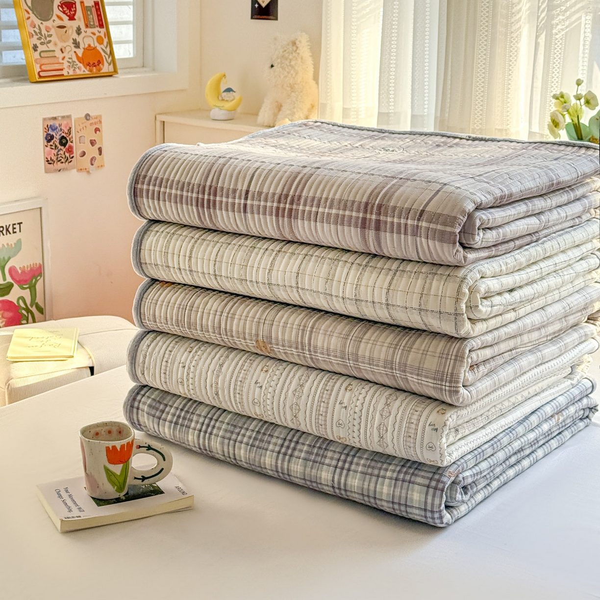 91家纺网 家纺一手货源 找家纺 恒尚居 2026新款纯棉牛奶绒床盖双面两用夹棉床单床垫-秋冬款 四季通用 组合图