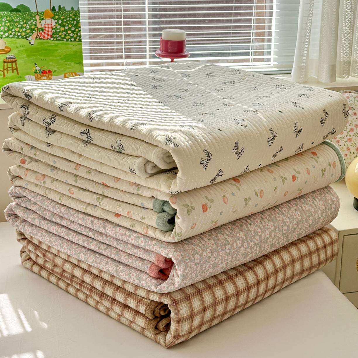 91家纺网 家纺一手货源 找家纺 恒尚居 2026新款纯棉牛奶绒床盖双面两用夹棉床单床垫-秋冬款 四季通用 组合图