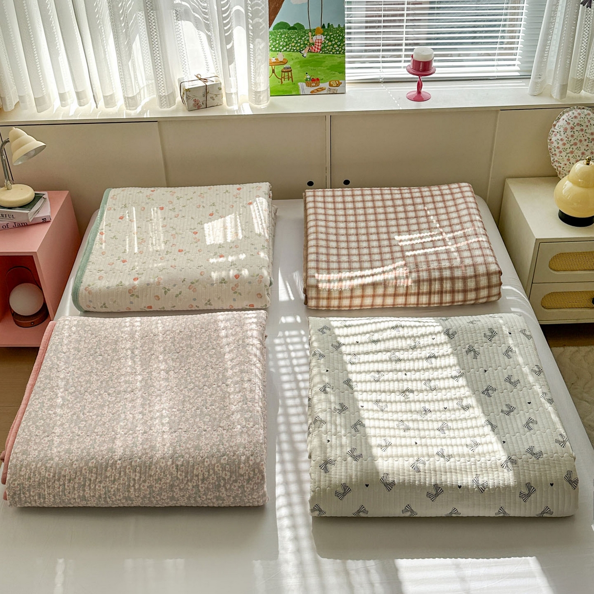 91家纺网 家纺一手货源 找家纺 恒尚居 2026新款纯棉牛奶绒床盖双面两用夹棉床单床垫-秋冬款 四季通用 组合图