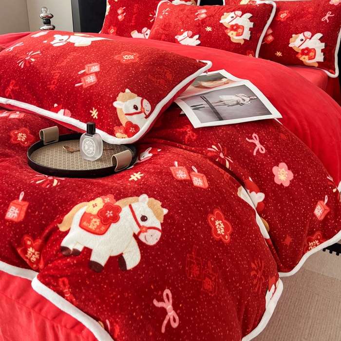 91家纺网 家纺一手货源 找家纺 （总推）诺梵2025新款牛8斤奶绒印花包边四件套