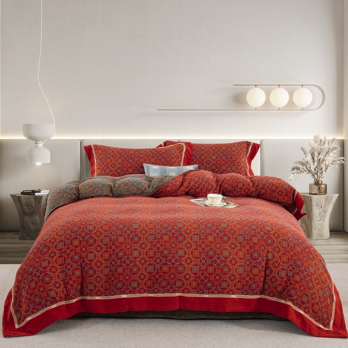 91家纺网 家纺一手货源 找家纺 仰望纺织2025新款高端色织大提花专柜加厚四件套韩式轻奢四件套 琳达